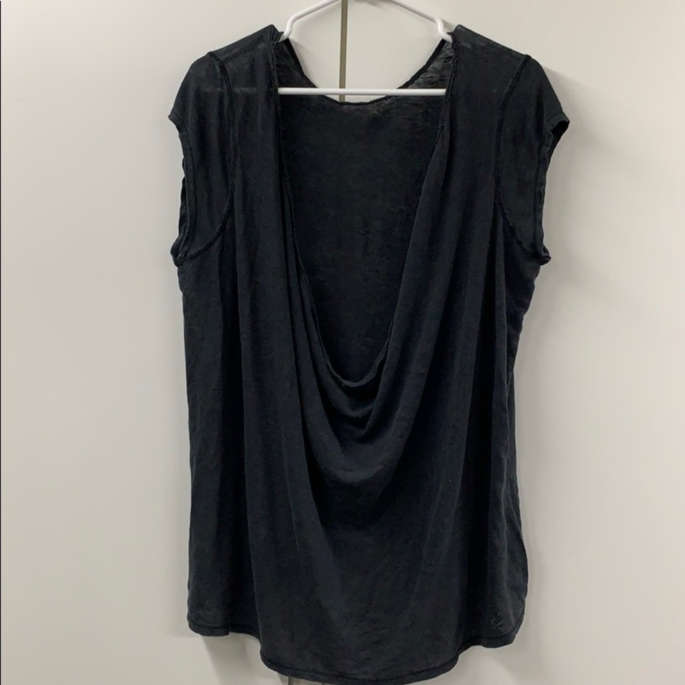 FP. Dark grey open scoop back shirt